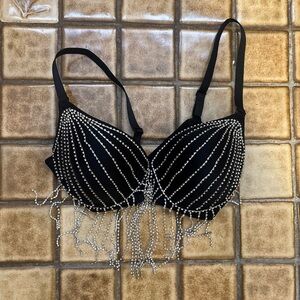 Elegant Black Beaded Women's Bra